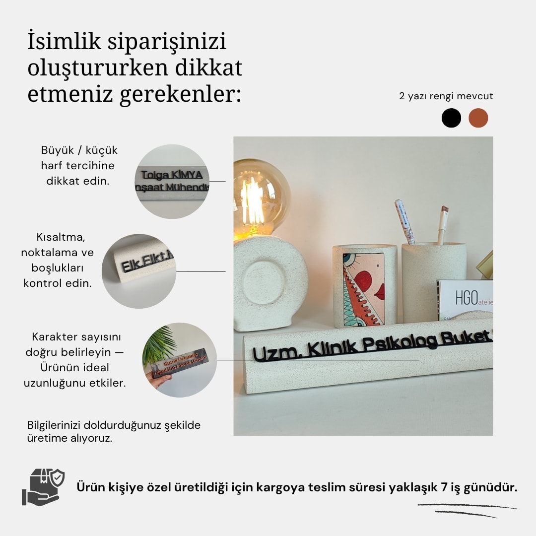 Lina Ofis İsimlik - Beton Gri