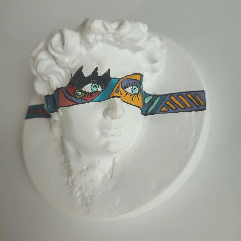 Cubic David Bust Wall Panel