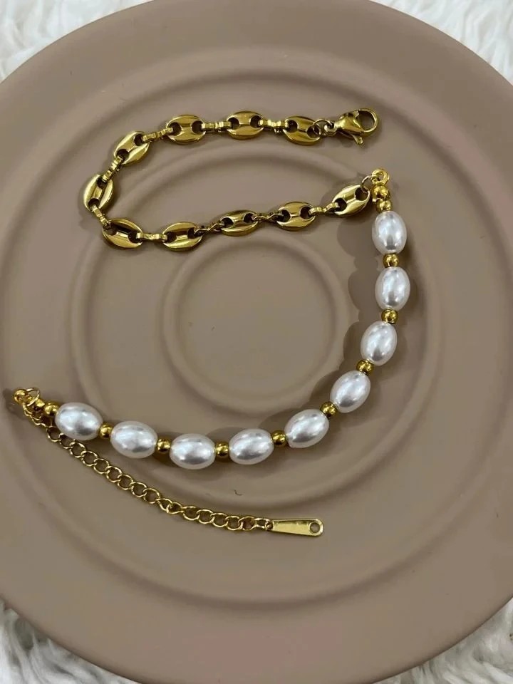 Çelik İnci Modelli Zincirli Gold Halhal