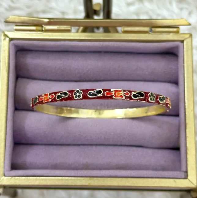 Gold lBordo Mineli Desenli Bilezik