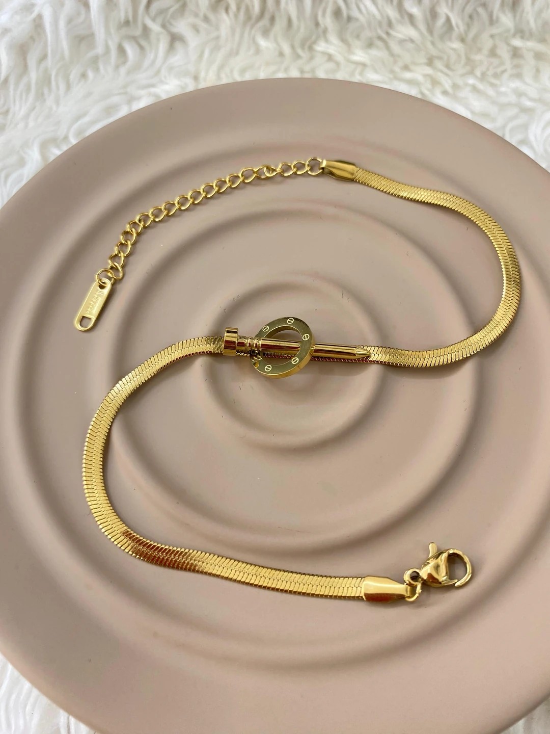 Çelik İtalyan Zİncirli Çivi Model Gold Halhal