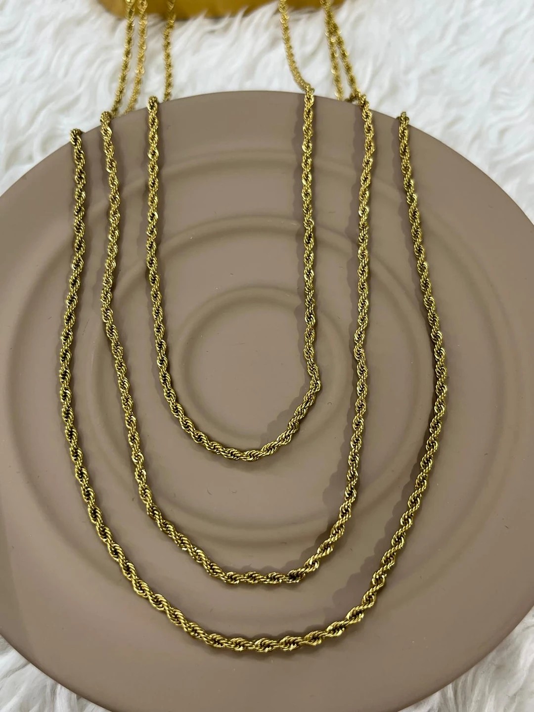 Çelik 3 Lü Burgu Model Çoklu Gold Zincir Kolye