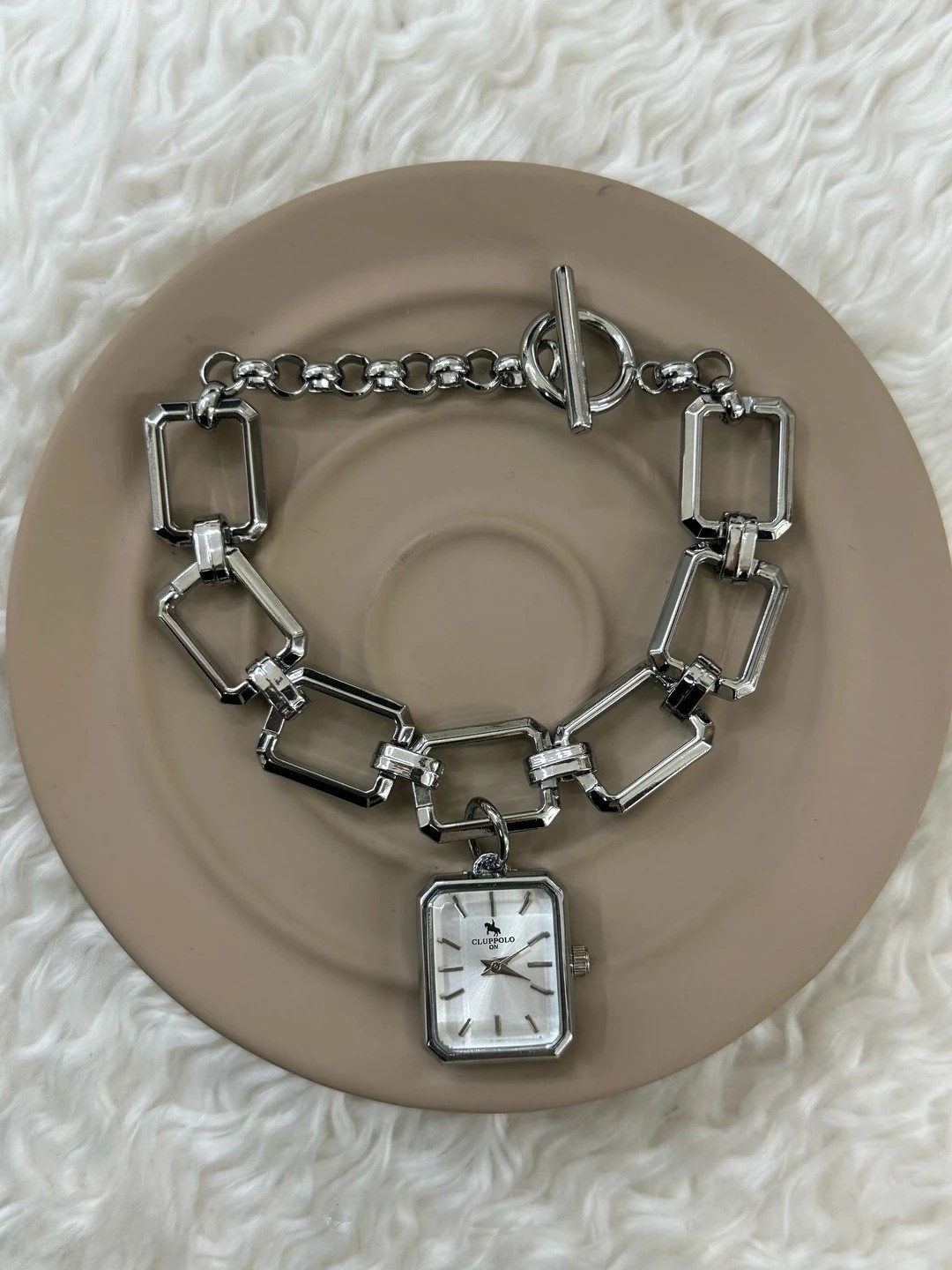 Kadın Çelik Kare Bileklik Model Silver Saat