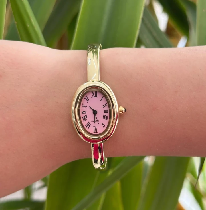 Gold Renkli Pembe Parıltılı Kol Saati