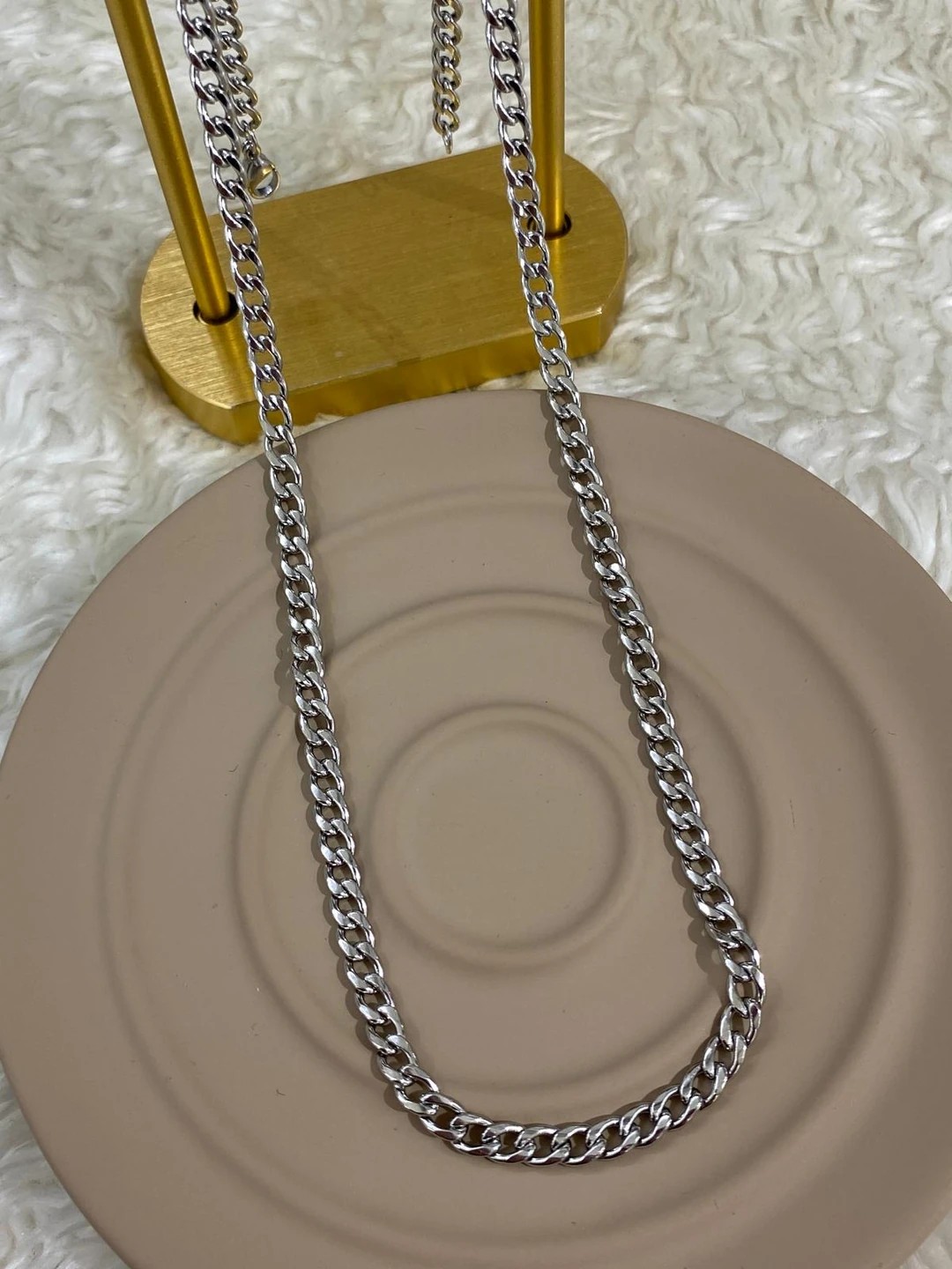 Çelik Erkek Zincir Model Silver Kolye