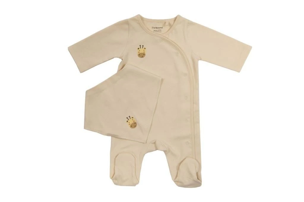 I'm Natural Organik Pamuklu Önlüklü - Patikli Kışlık Bebek Tulum Set - 1121167 Limon
