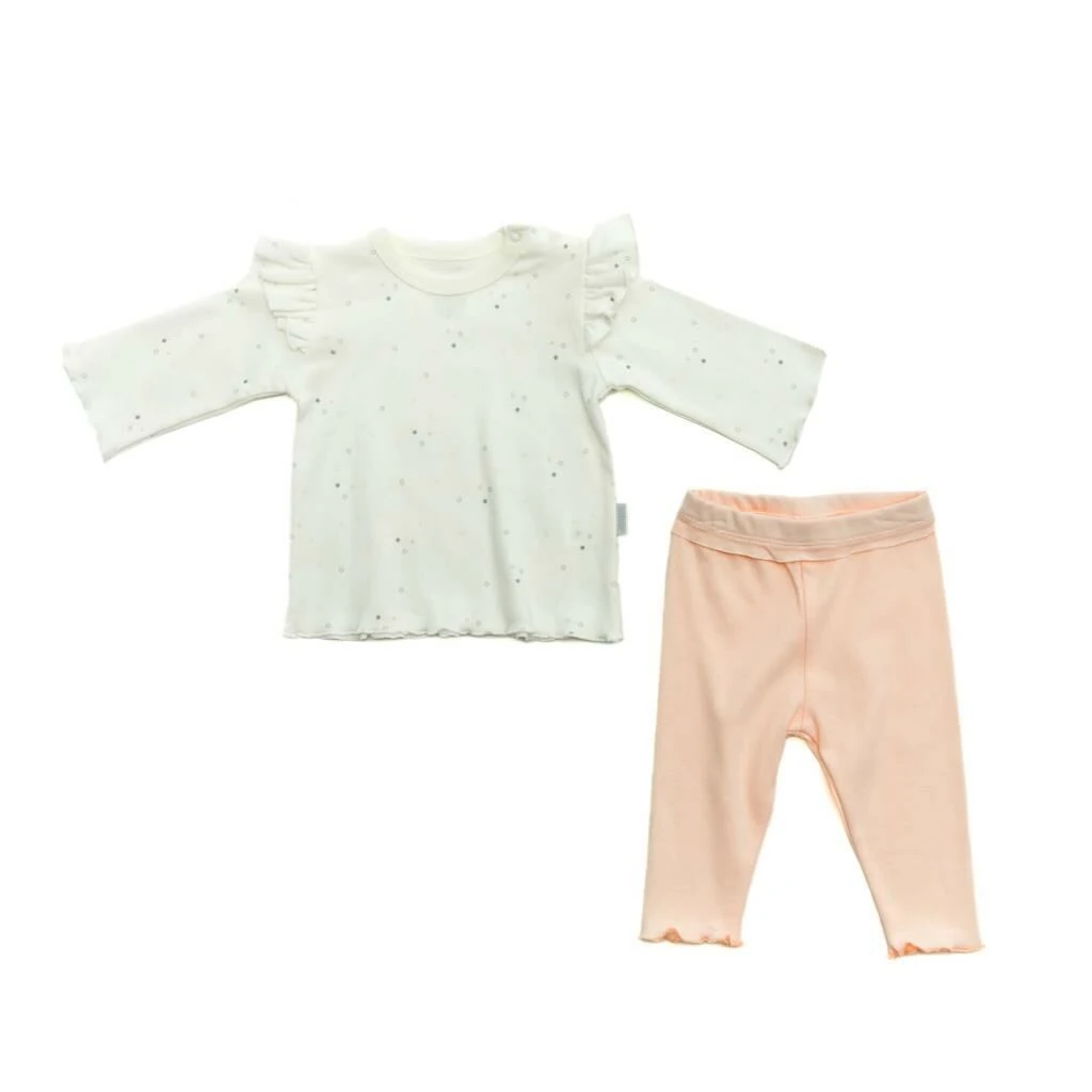 Andy Wawa Kız Bebek Uzun Kollu Kışlık 2'li Takım Set Somon - AC22352