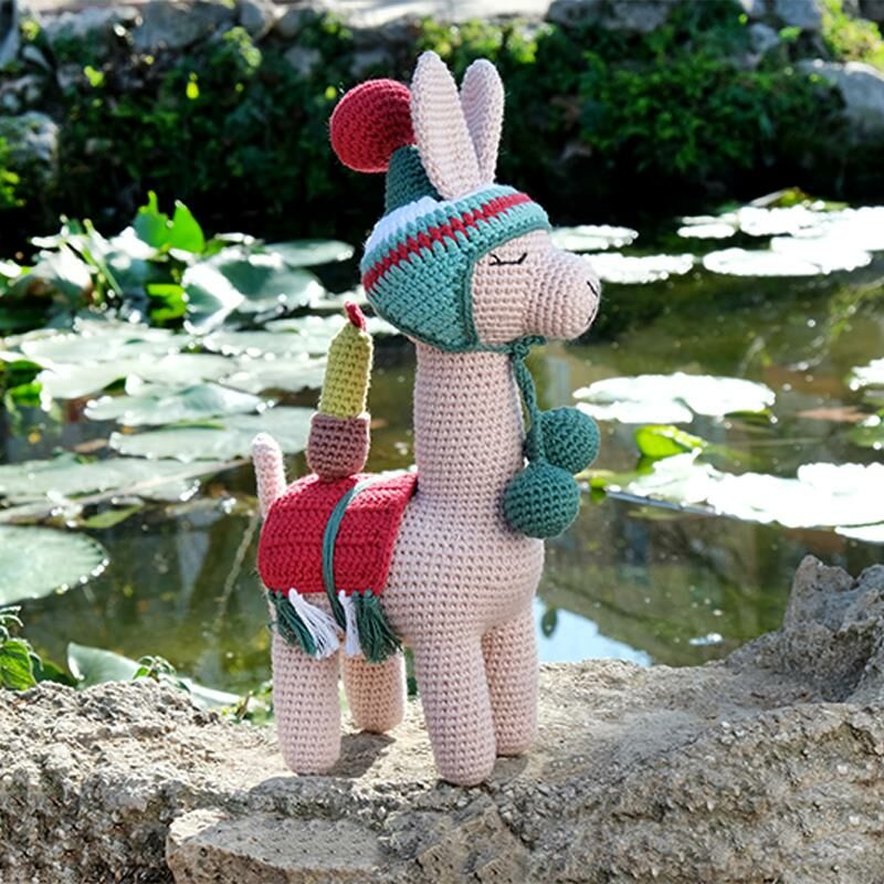 Amigurumi %100 Organik Oyuncak El Örgüsü Lama Pudra MKN.0057