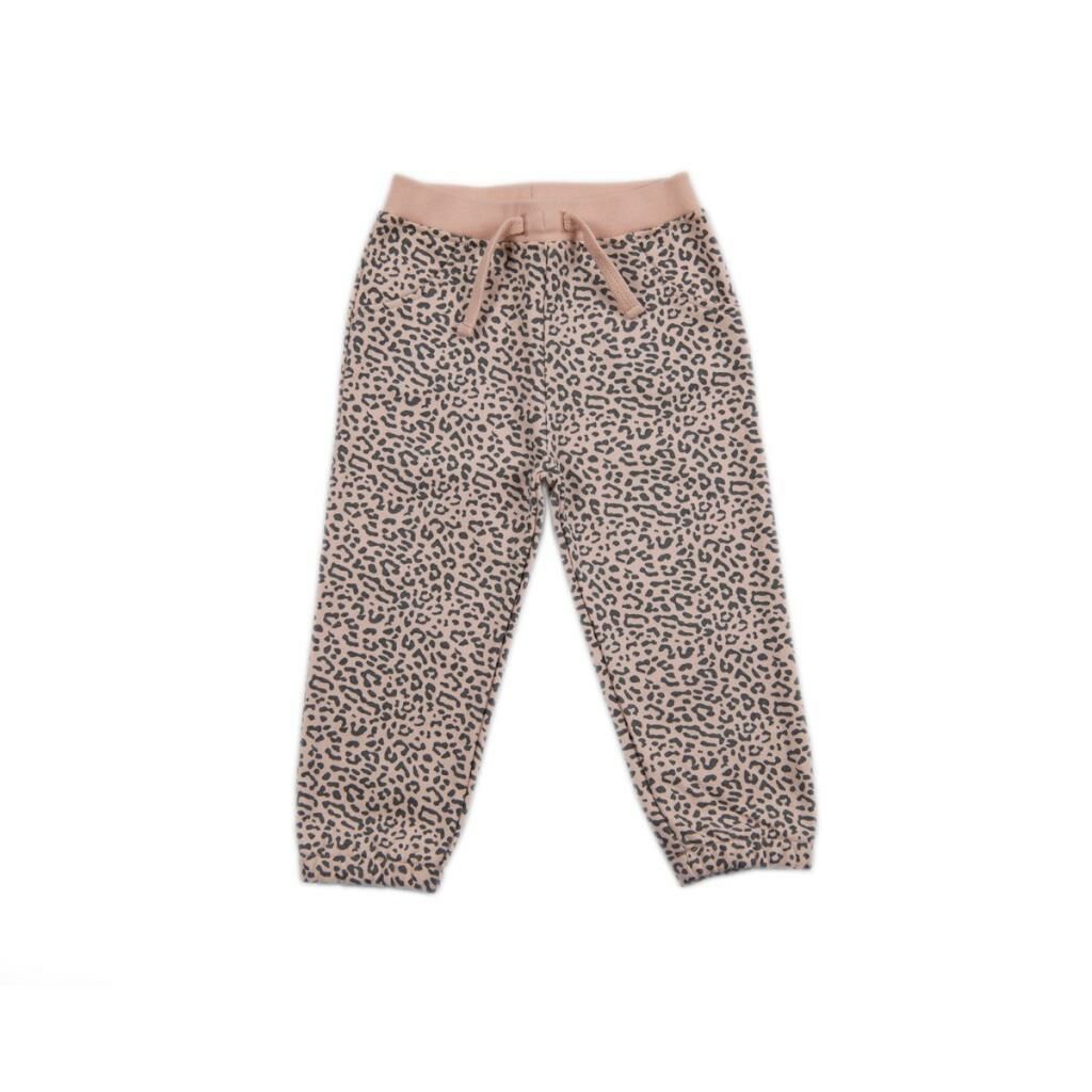 I'm Natural Organik Pamuklu Leopar Desenli Bandanalı İçi Şardonlu Alt-Üst Kışlık Kız Bebek 3'lü Takım Set - 112998