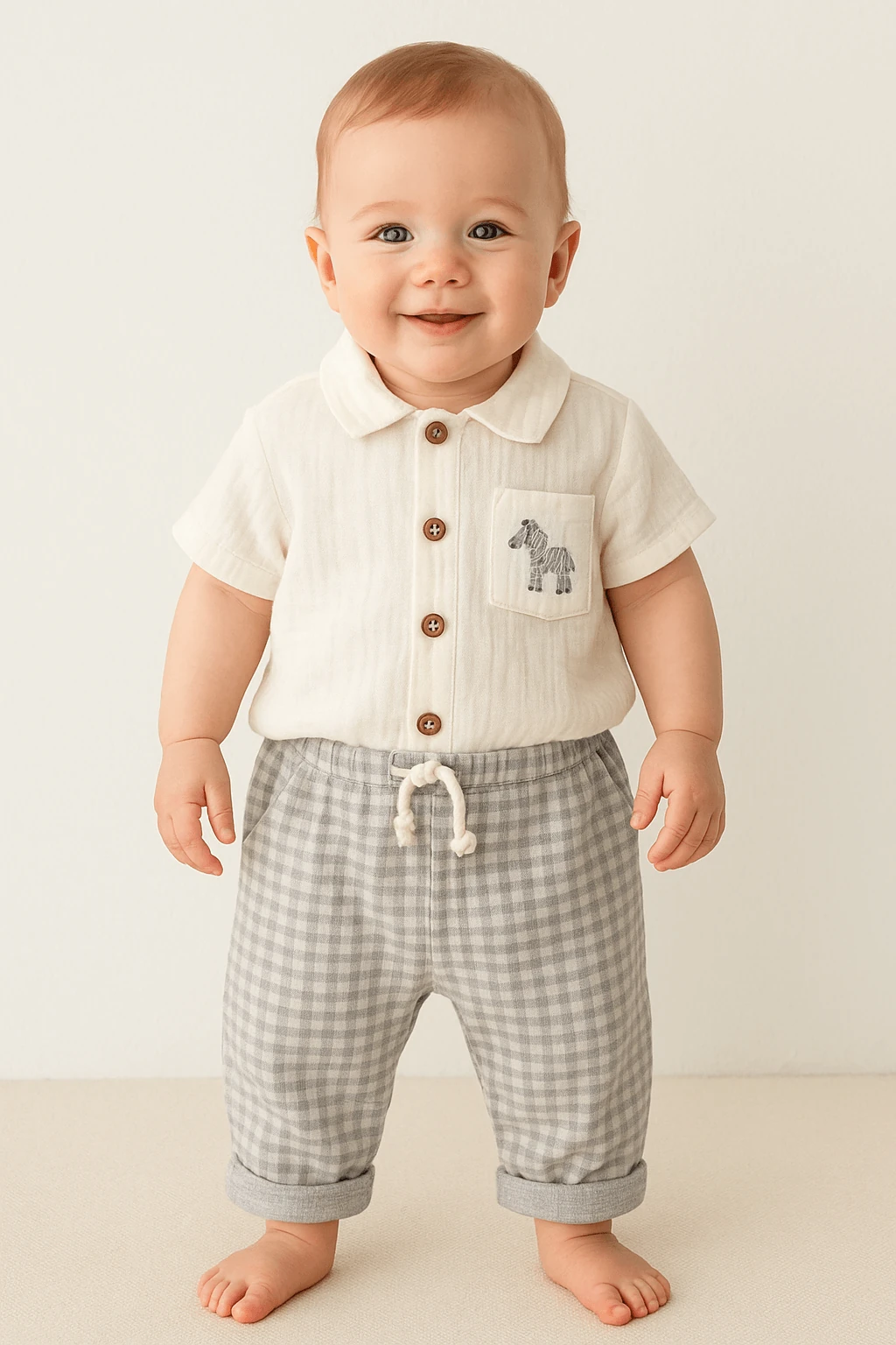 Andy Wawa Müslin Zebra Cepli Gömlek Pötikare Erkek Bebek Takım - AC25813