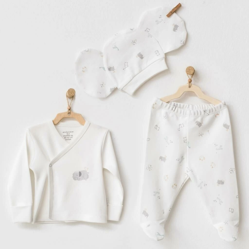 Andy Wawa Organik Bebek Zıbın Takım 3’lü Set Beyaz -AC21705