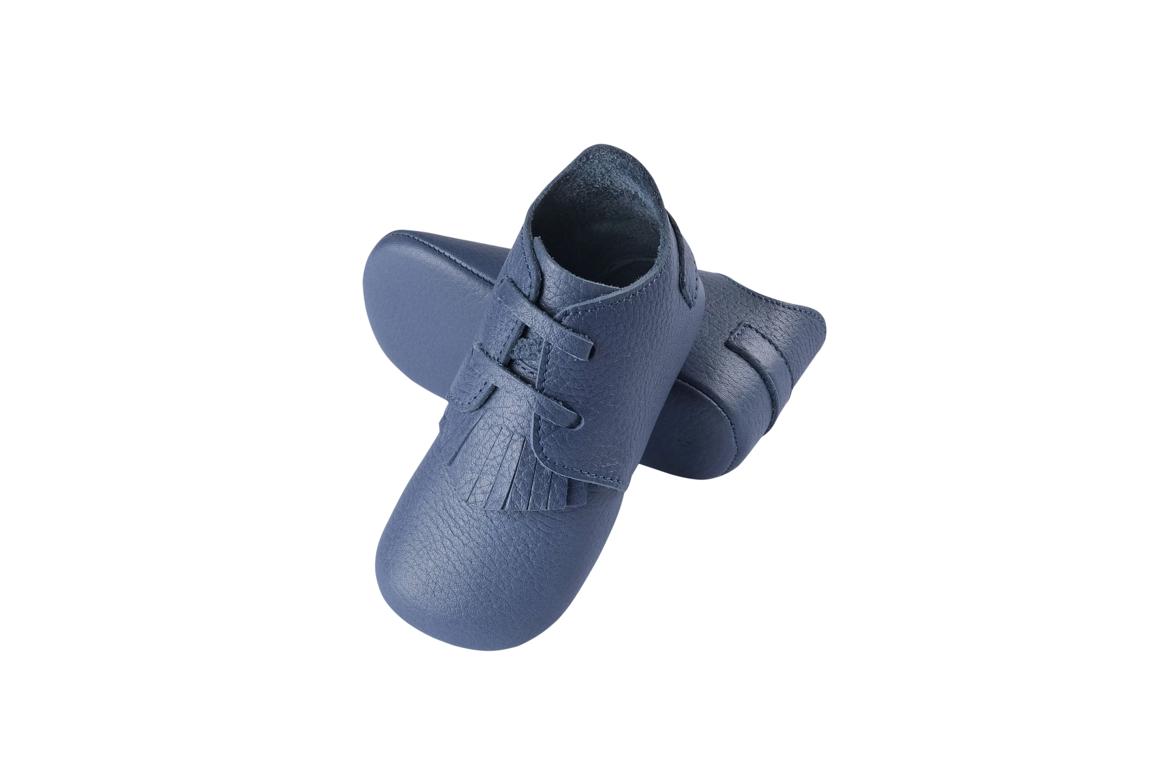 Hakiki Deri Anatomik Taban İlk Adım Ayakkabısı Püsküllü-Bağcıklı Parlament Mavisi – MKN.0181