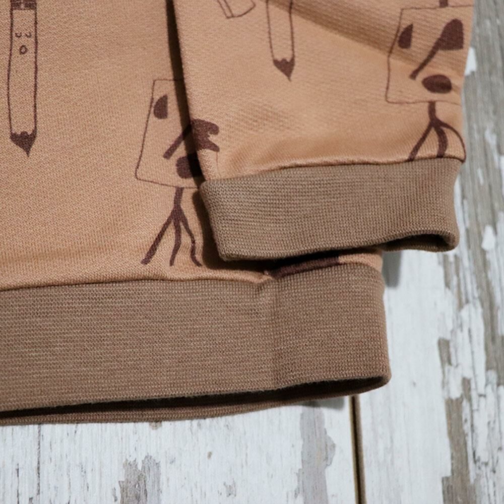 Auntie Me %100 Organik Pamuk Bebek Kahverengi Kışlık Eşofman Üstü ‘Art Tools’  AW2111