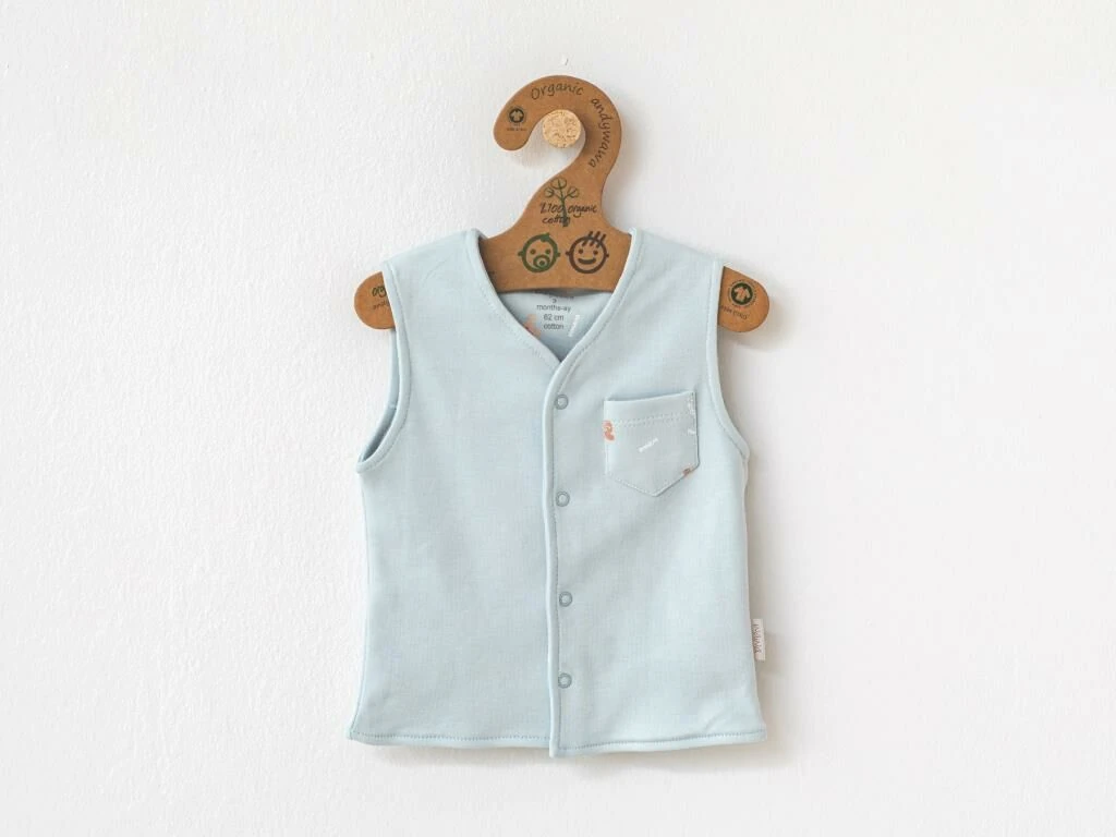 Andy Wawa Organik Pamuklu Bebek Önü Çıtçıtlı Yelek Mint-AC21309