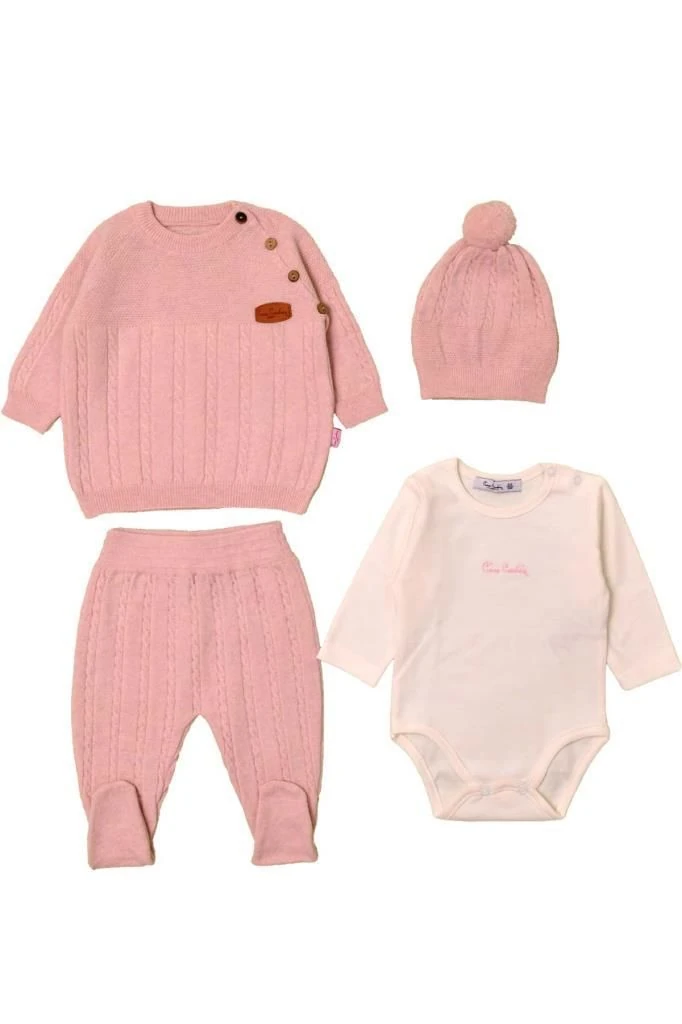 Pierre Cardin Kız Bebek Hastane Çıkışı Triko Set Pembe - 302510