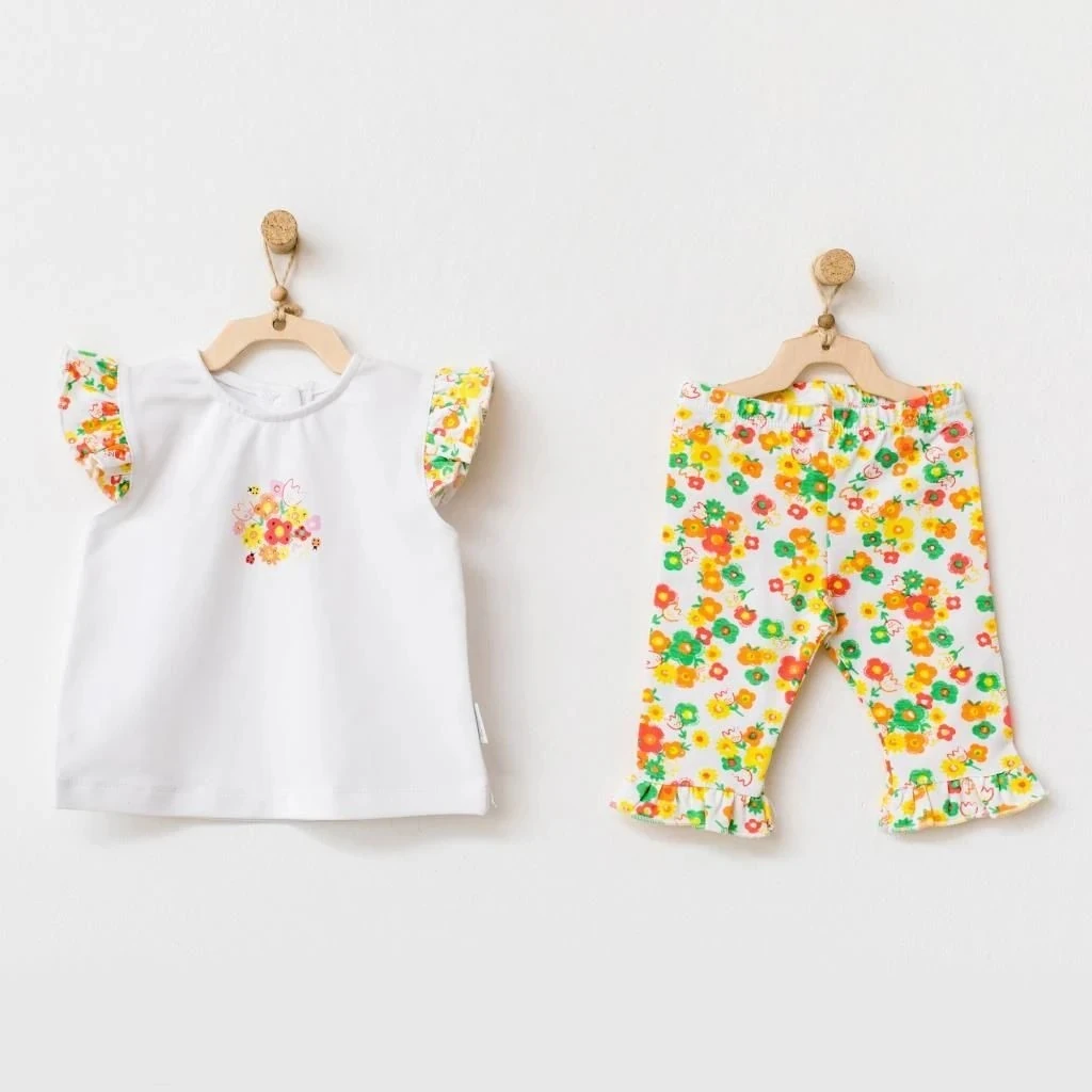 Andy Wawa Çiçek Desenli 2’li Yazlık Kız Bebek Takım - AC21843