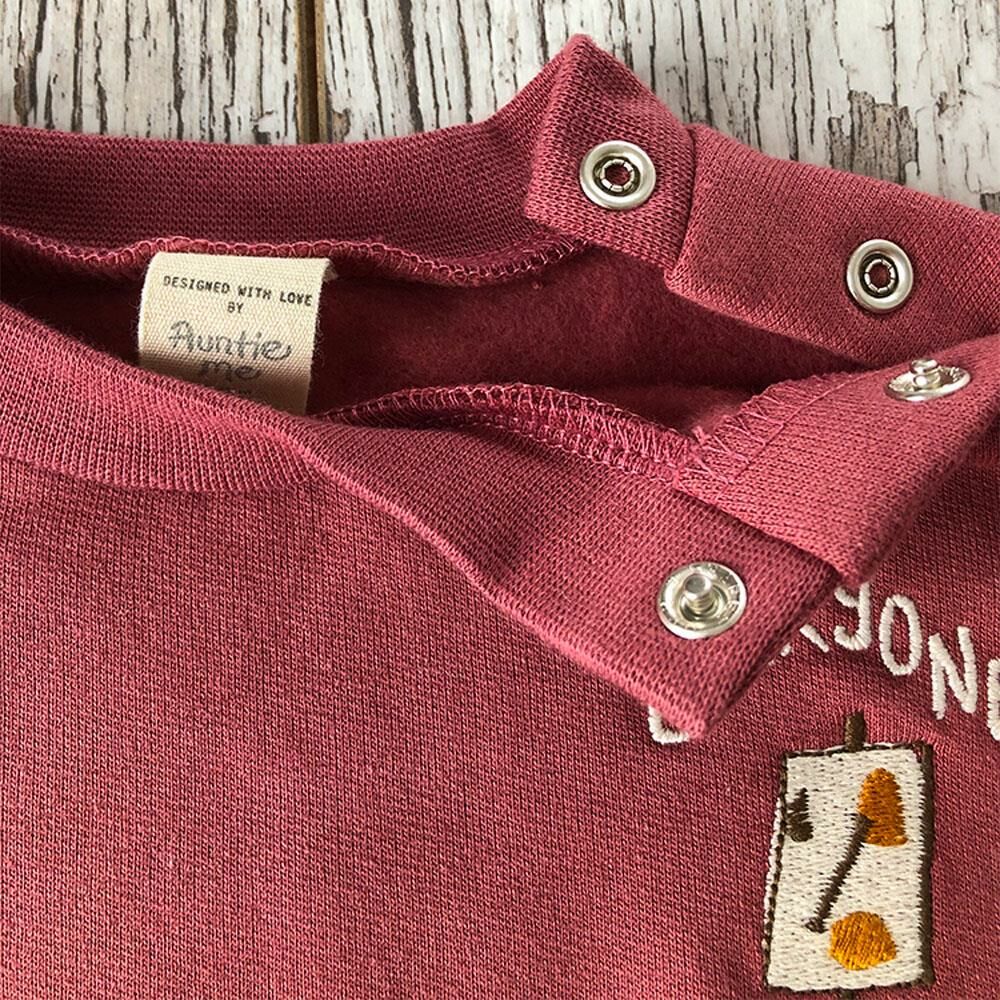 Auntie Me %100 Organik Pamuk Omuz Detaylı Bebek Bordo Kışlık Eşofman Üstü - AW2112