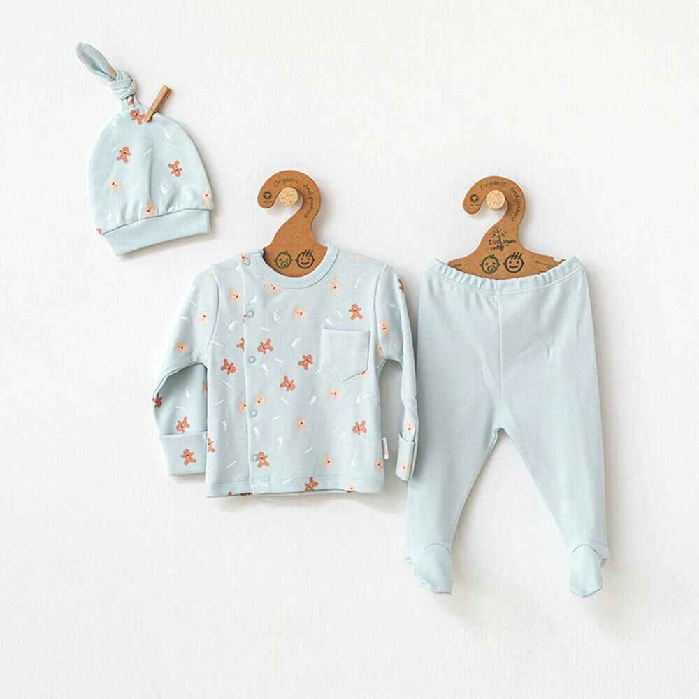 Andy Wawa Organik Pamuklu Bebek 3’lü Takım Kışlık Set Mint - AC21305