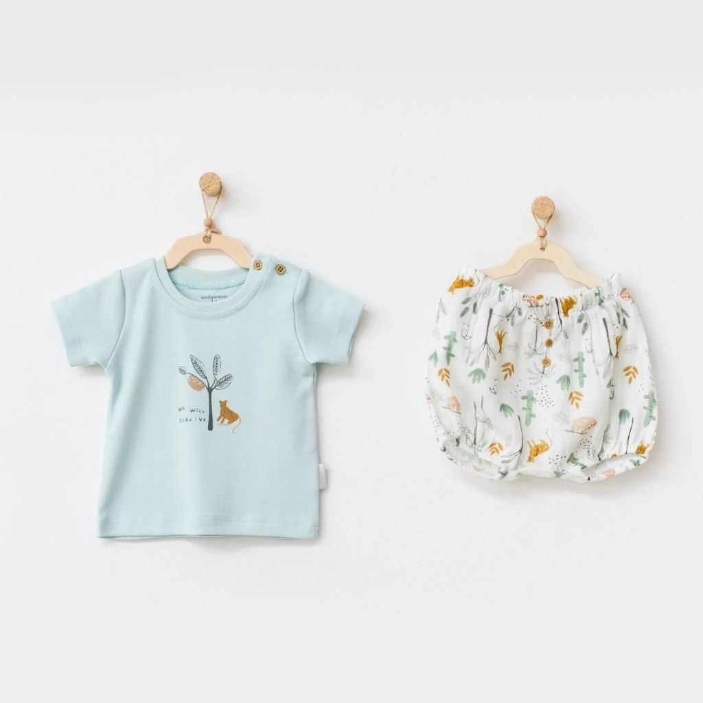 Andy Wawa Kız Bebek Müslin Şortlu Takım -AC21911