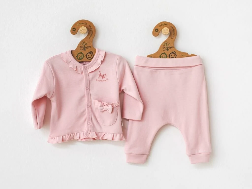 Andy Wawa Organik Pamuklu Kız Bebek 2'li Takım Set Pembe - AC21205