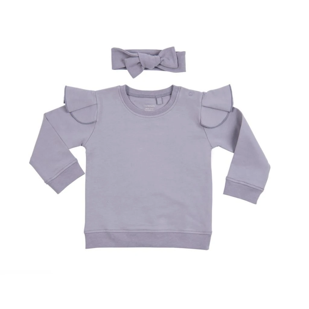 I'm Natural Organik Pamuklu Bandanalı Alt-Üst Kız Bebek Kışlık içi Şardonlu Eşofman Takımı - 112998 Lavanta