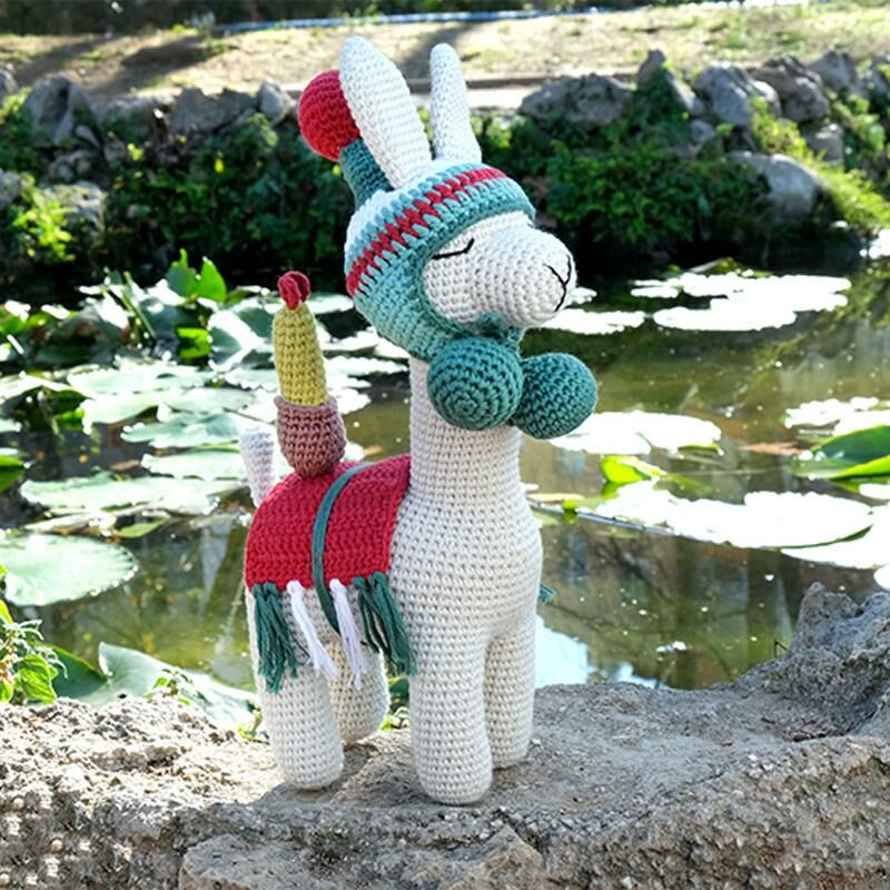 Amigurumi %100 Organik Oyuncak El Örgüsü Lama Mint-Krem MKN.0058