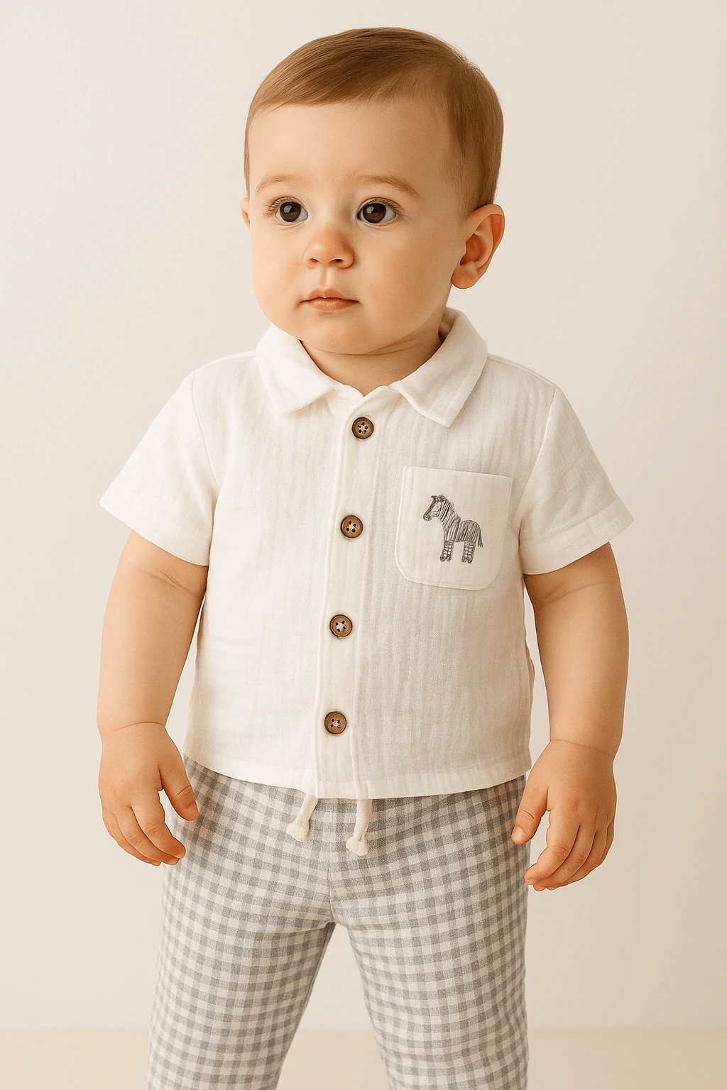 Andy Wawa Müslin Zebra Cepli Gömlek Pötikare Erkek Bebek Takım - AC25813