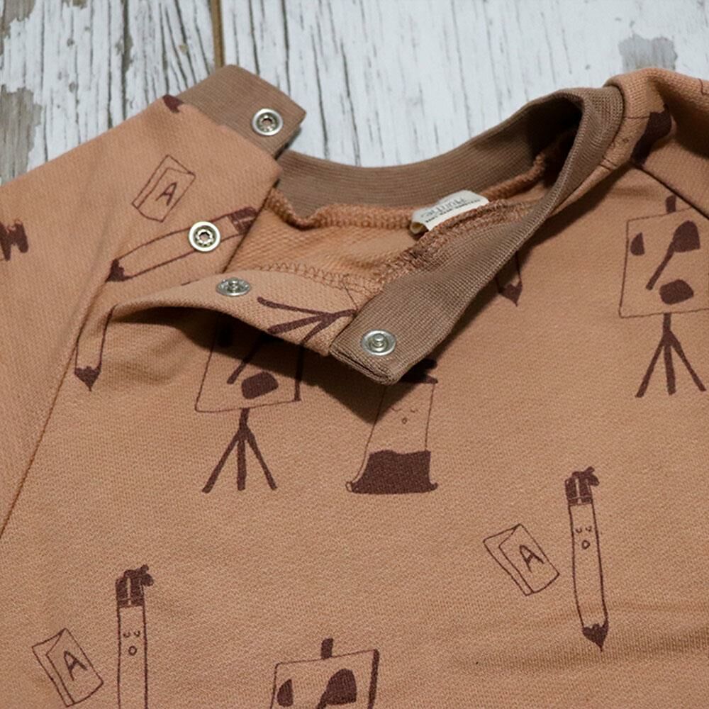 Auntie Me %100 Organik Pamuk Bebek Kahverengi Kışlık Eşofman Üstü ‘Art Tools’  AW2111