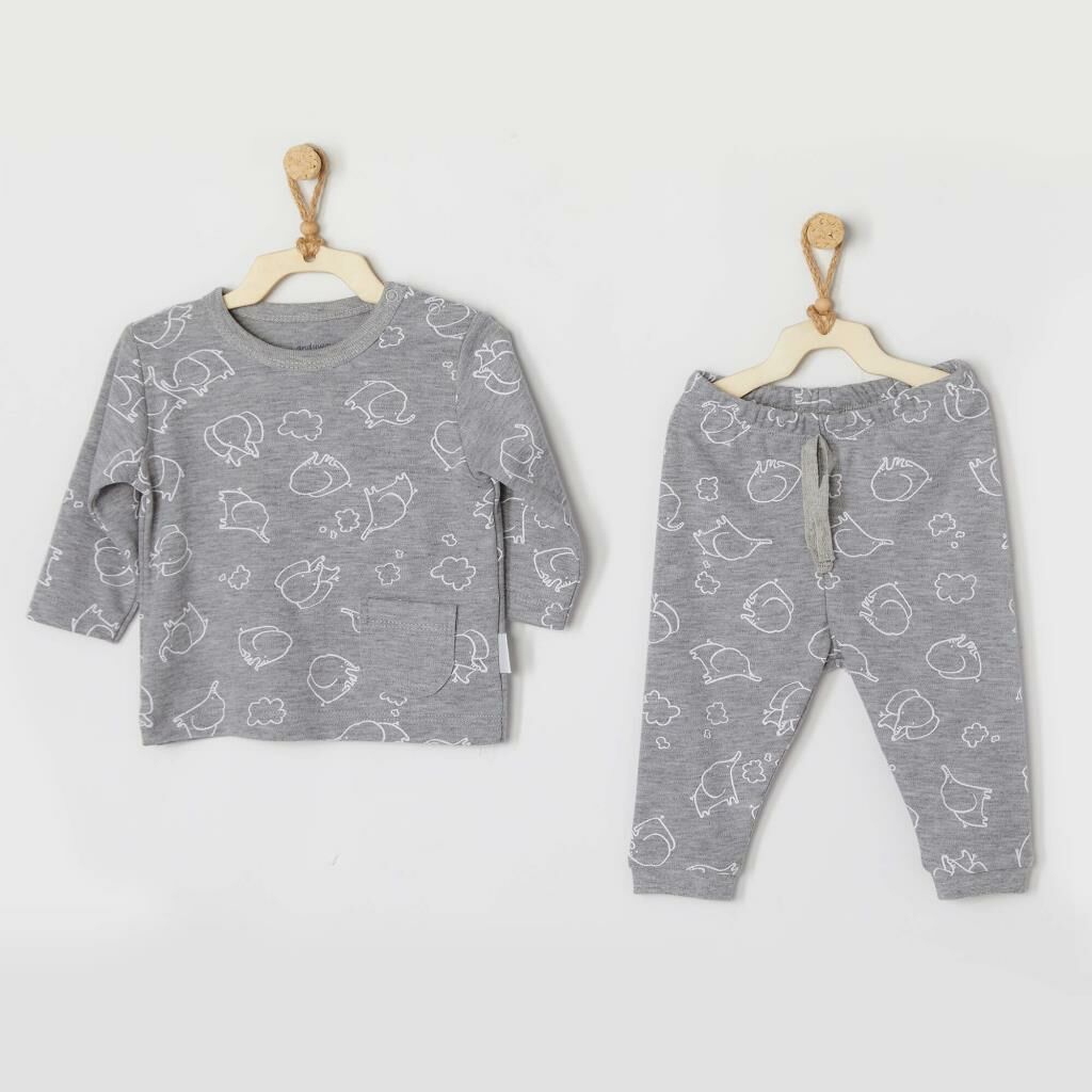 Andy Wawa Erkek Bebek 2'li  Kışlık Takım Set Gri - AC22181