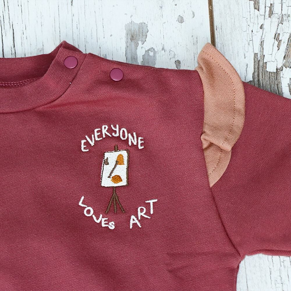 Auntie Me %100 Organik Pamuk Omuz Detaylı Bebek Bordo Kışlık Eşofman Üstü - AW2112