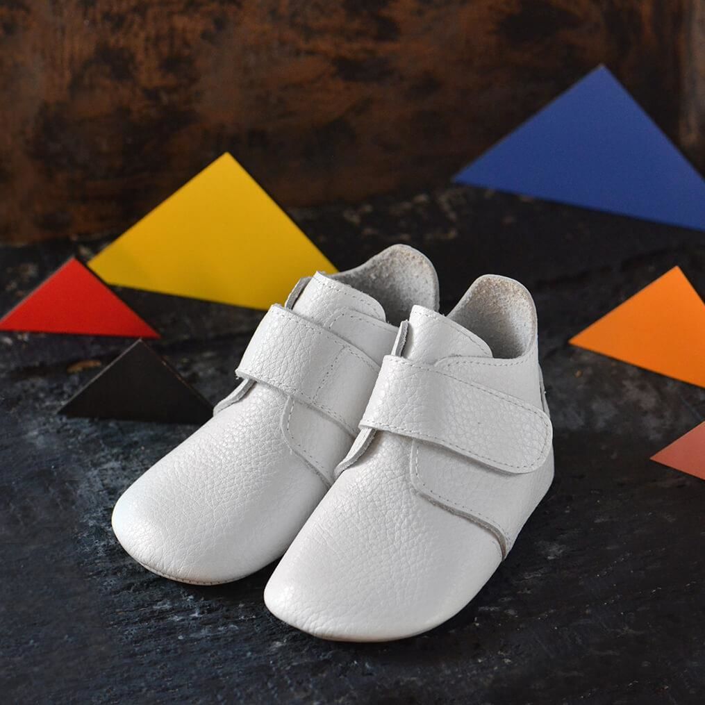 Hakiki Deri Anatomik Taban İlk Adım Ayakkabısı Cırtcırtlı Beyaz  – MKN.0157