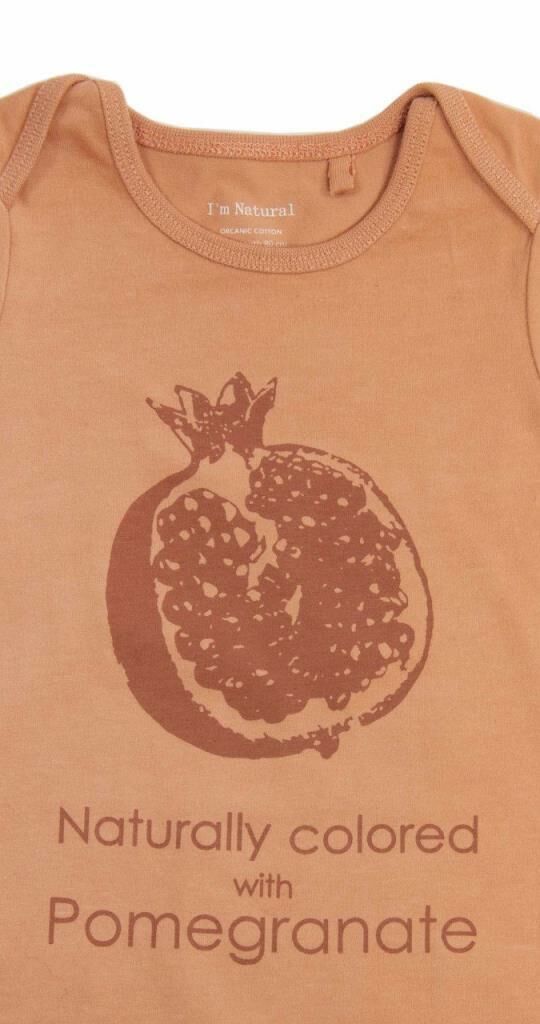 I'm Natural Organik Nar Desenli Kısa Kollu Çıtçıtlı Mevsimlik Bebek Zıbın Nar - 110852