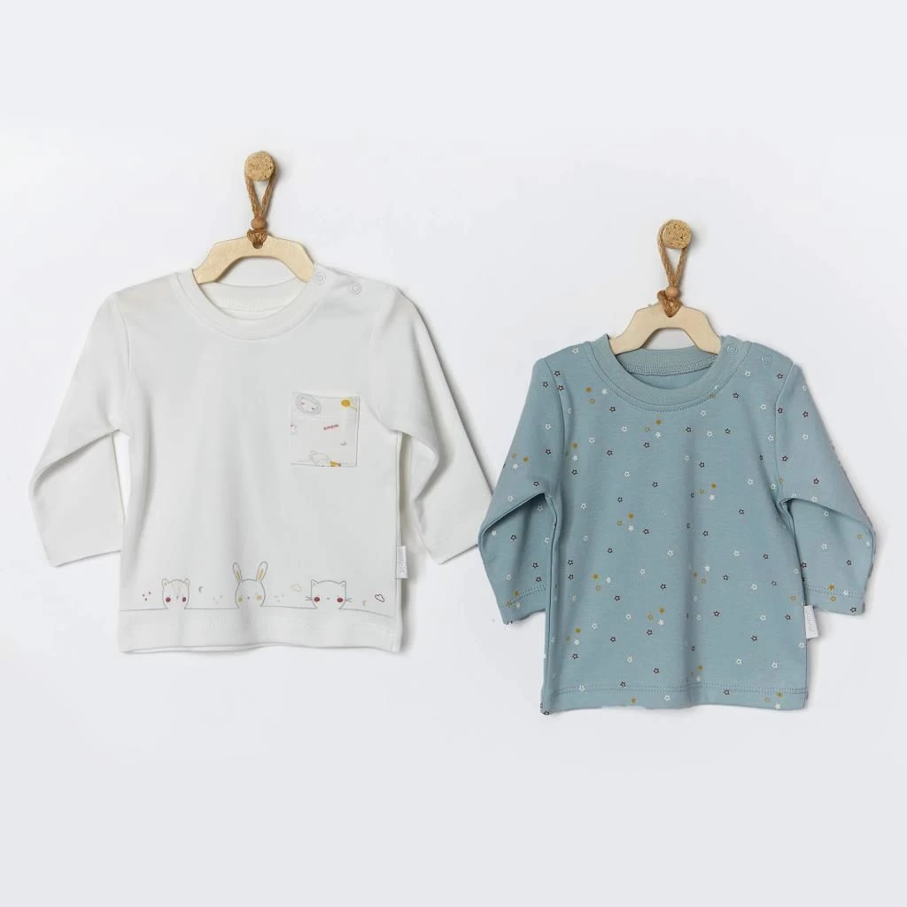 Andy Wawa Erkek Bebek Kışlık 2'li Uzun Kollu Tişört Set Gri- AC22009