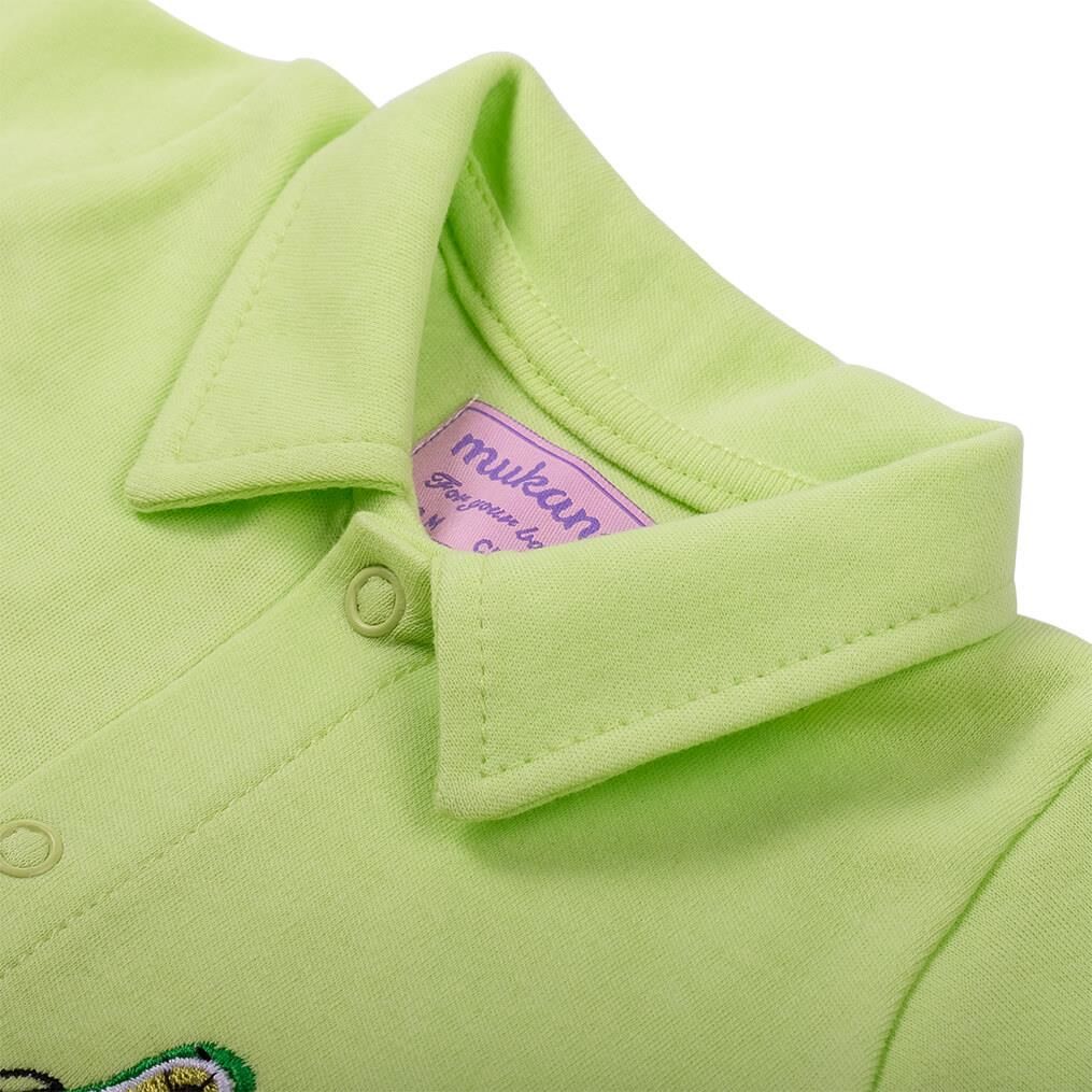 Mukano Avokado Nakışlı Çift Taraflı Şapkalı Erkek Bebek Yazlık Tulum Mint MKN.0225