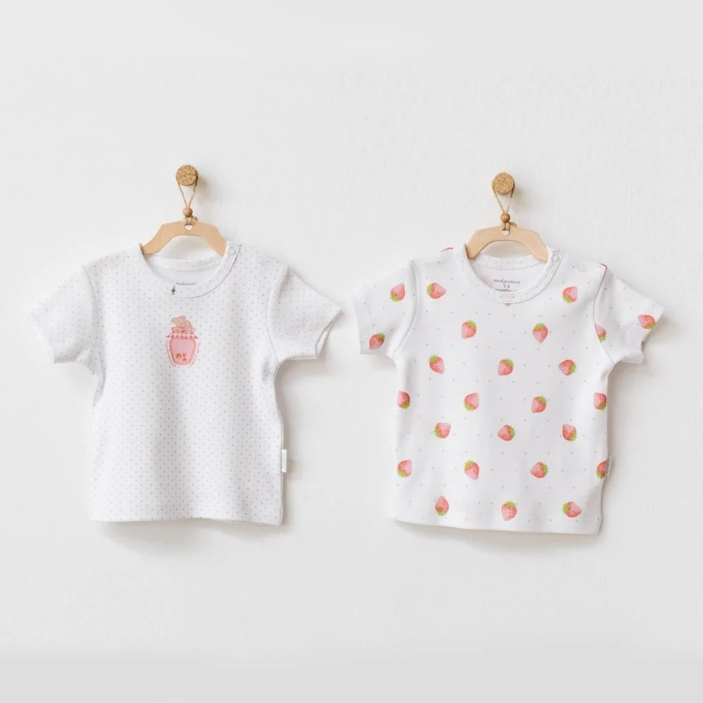 Andy Wawa Kız Bebek Jakarlı Baskılı 2’li Yazlık Tşört - AC21735