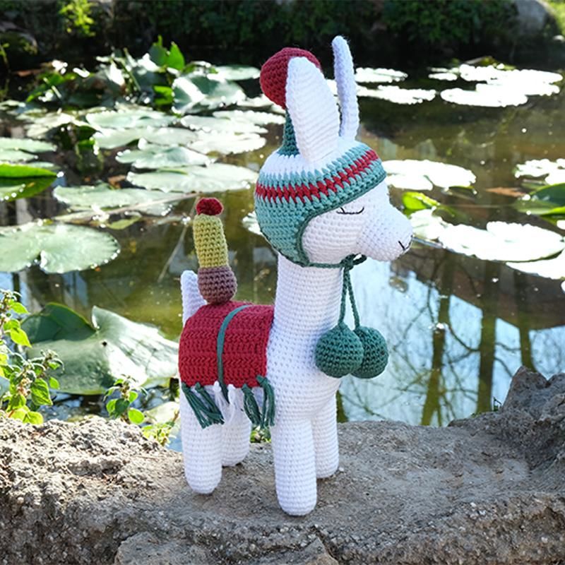 Amigurumi %100 Organik Oyuncak El Örgüsü Lama Beyaz MKN.0056