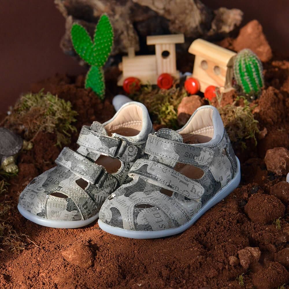 Hakiki Deri Anatomik Taban İlk Adım Ayakkabısı Kamuflaj Desenli Sandalet Tipi-MKN.0148