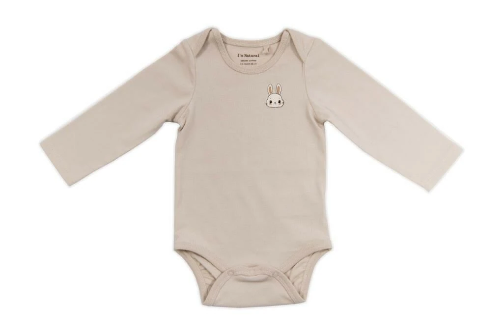 I'm Natural Organik Pamuklu Bereli Tavşan Nakışlı Patikli 3'lü Bebek Kışlık Takım Set - 111535 Ceviz-Nar