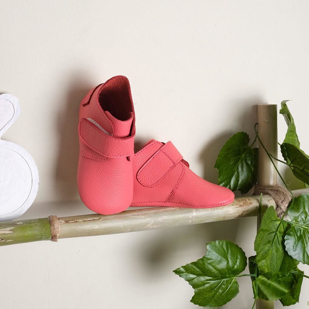 Hakiki Deri Anatomik Taban İlk Adım Ayakkabısı Pembe Cırtcırtlı MKN.0179