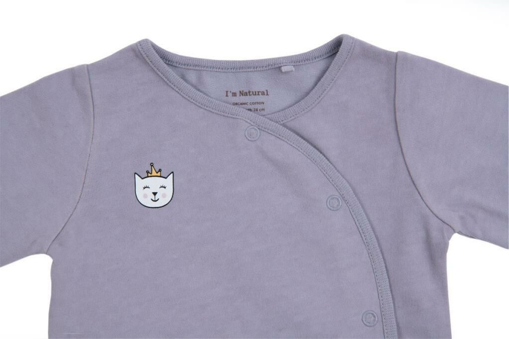 I'm Natural Organik Pamuklu Önlüklü - Patikli Kışlık Bebek Tulum Set - 112999 Lavanta