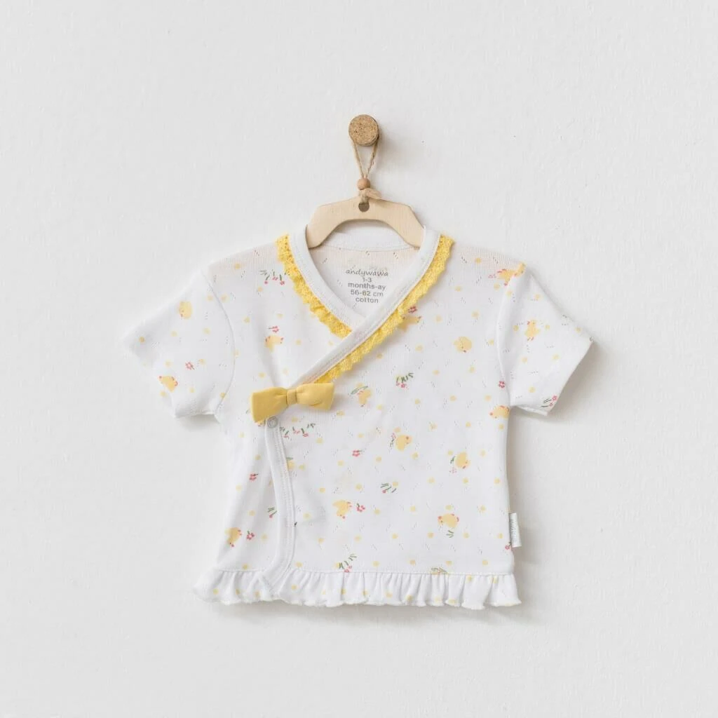 Andy Wawa Yazlık Yenidoğan Kız Bebek Pamuklu Kruvaze Tişört - AC21574