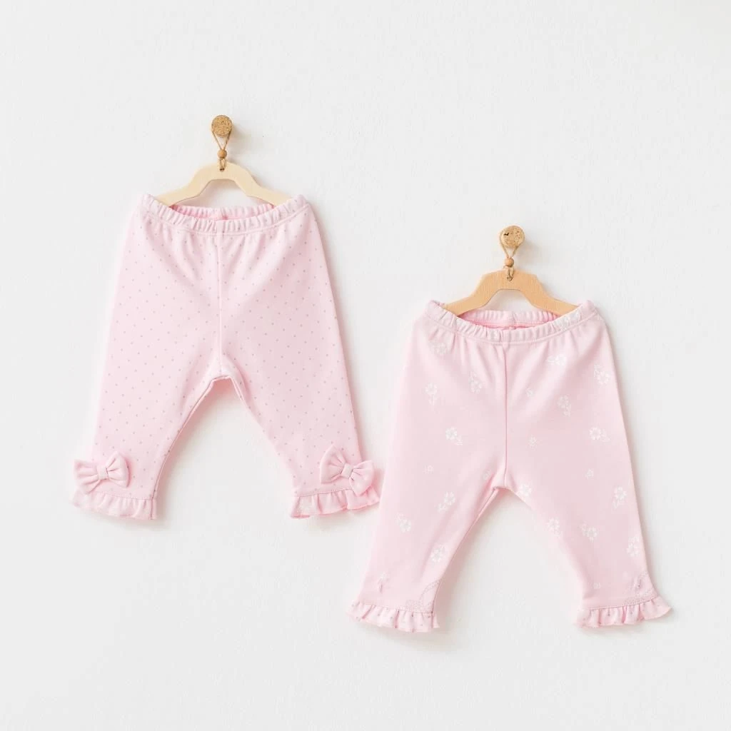 Andy Wawa Kız Bebek İnterlok Pantolon 2'li Set Pembe - AC21815