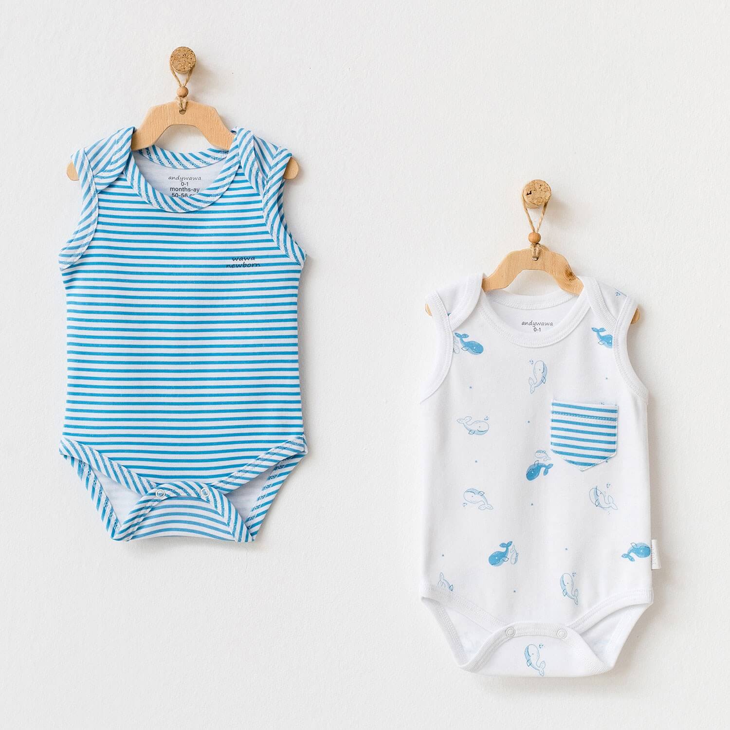 Andy Wawa Cute Whale 2'li Bebek Body Zıbın Set - AC21557