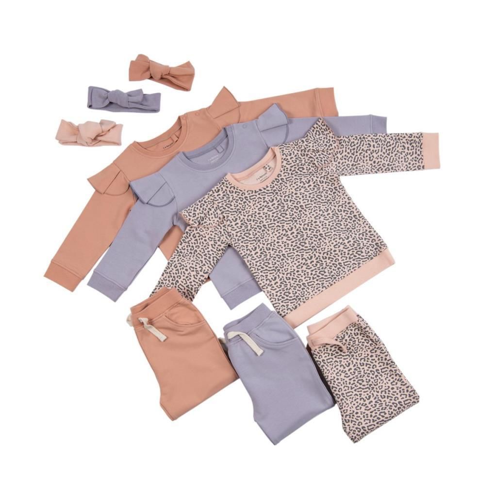 I'm Natural Organik Pamuklu Bandanalı Alt-Üst Kız Bebek Kışlık içi Şardonlu Eşofman Takımı - 112998 Lavanta