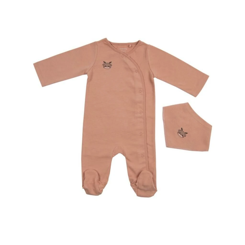 I'm Natural Organik Pamuklu Önlüklü - Patikli Kışlık Bebek Tulum Set - 112999 Nar