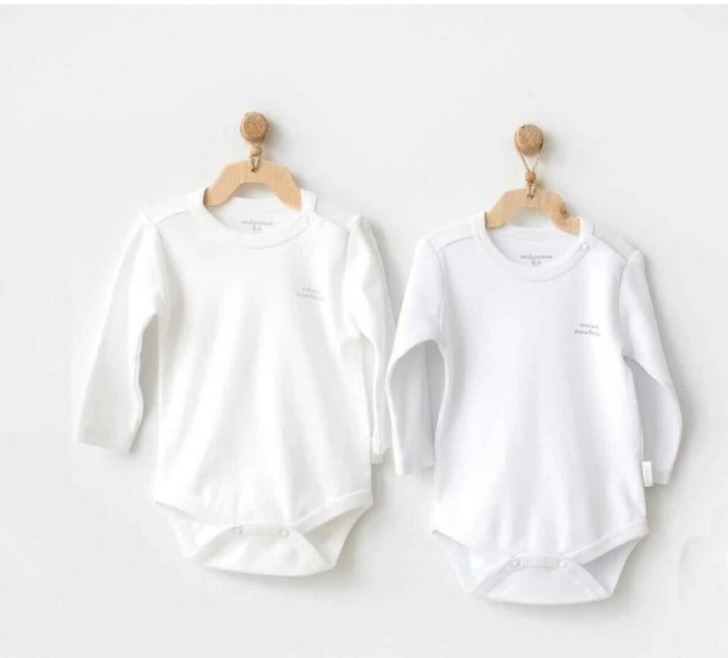 Andy Wawa Uzun Kollu 2’li Ekru Beyaz Body Zıbın Set - AC21895