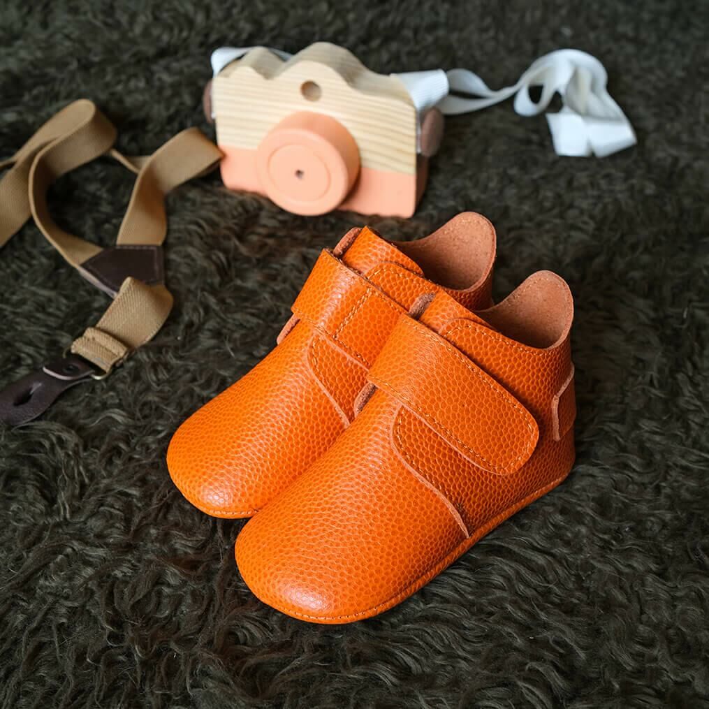 Hakiki Deri Anatomik Taban İlk Adım Patiği Turuncu Cırtcırtlı MKN.0172