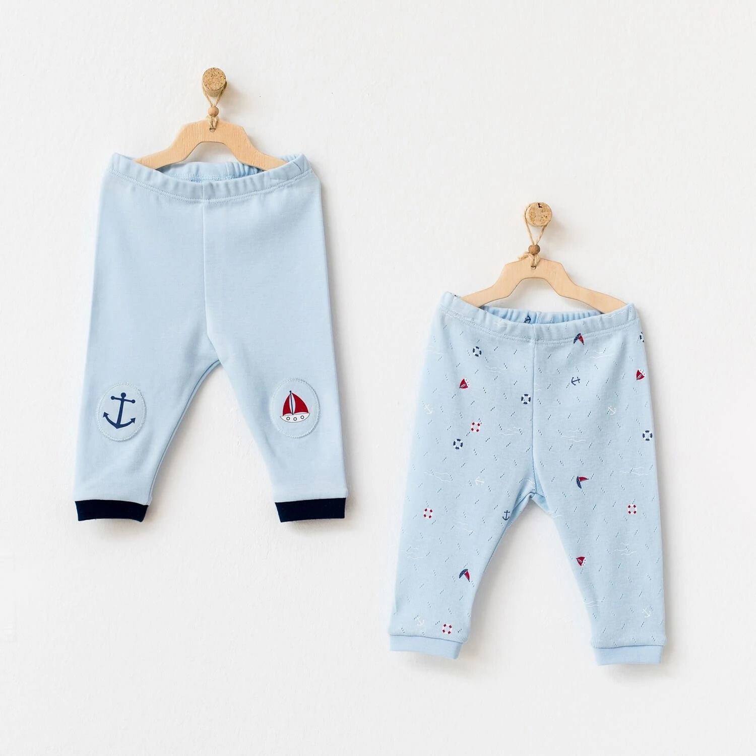 Andy Wawa Yazlık Erkek Bebek 2’li Alt Takım Mavi Renk %100 Pamuk Günlük Rahat Kombin - AC21605