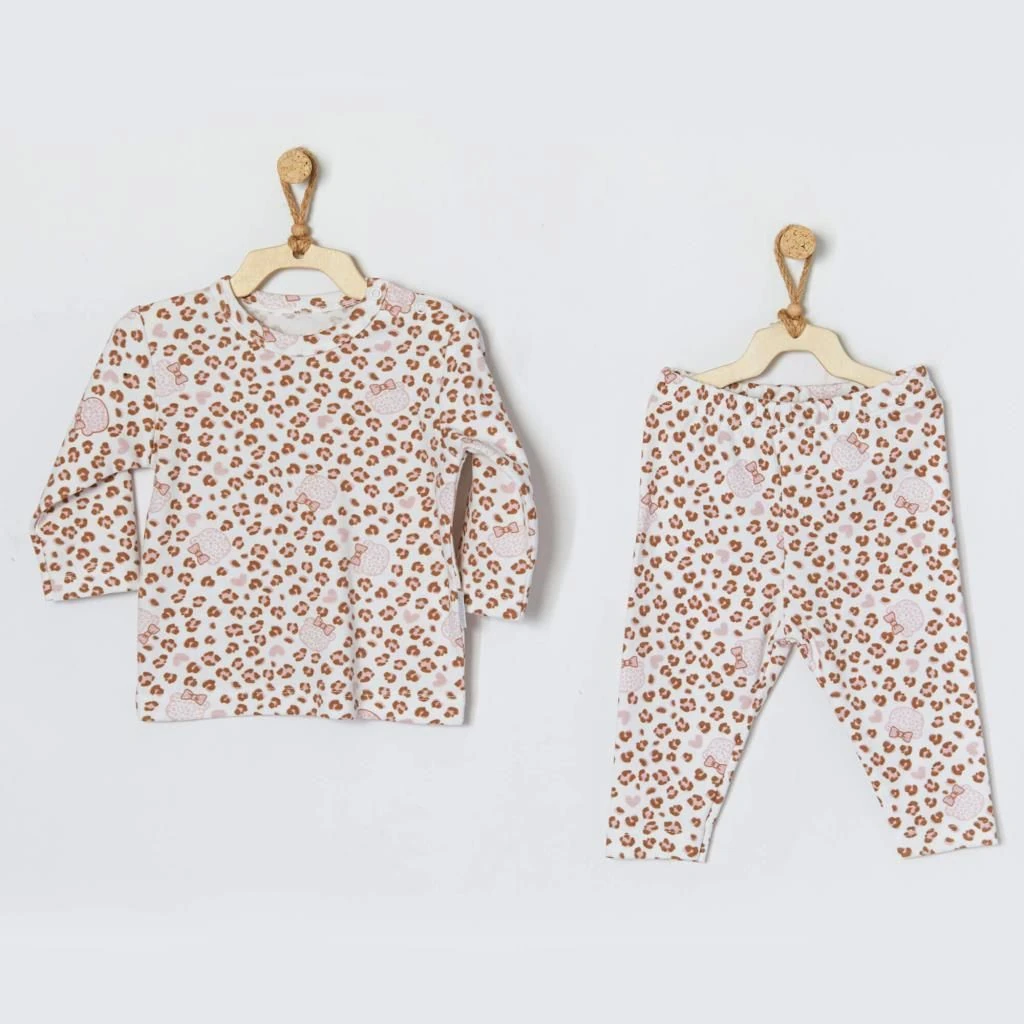 Andy Wawa Kız Bebek Leopar Desenli İnterlok Mevsimlik 2'li Takım Set - AC22067