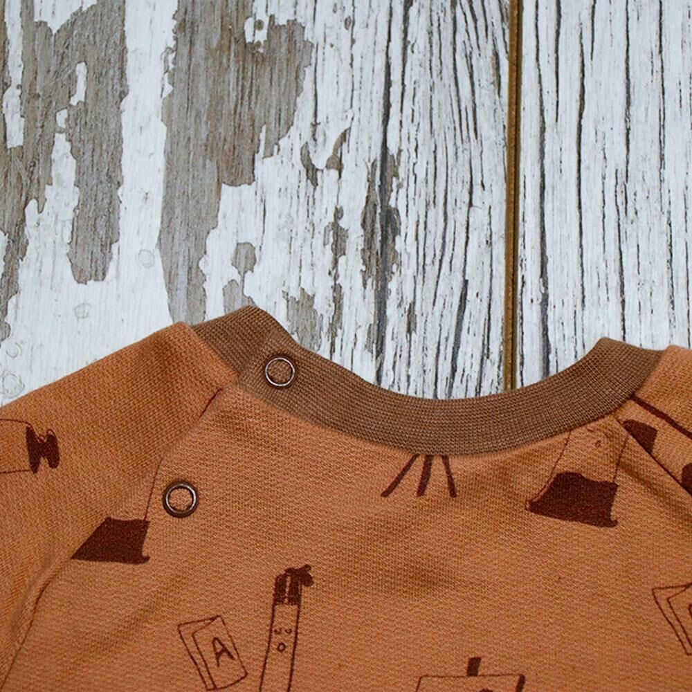 Auntie Me %100 Organik Pamuk Bebek Kahverengi Kışlık Eşofman Üstü ‘Art Tools’  AW2111